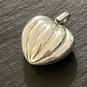 Sterling Silver Bubble Puff Swivel Heart Reversible Pendant